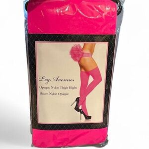Leg Avenue Hot Pink Opaque Nylon Thigh Highs